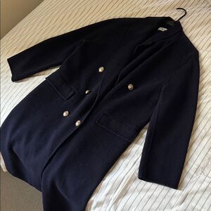 Zara Elegant Navy Blue Double-Breasted Women's Coat